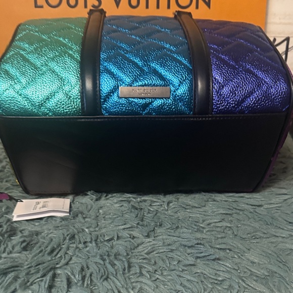 Brand New!!Kurt Geiger Purple, Blue, Gold, and Silver Quilted Satchel - Picture 5 of 8